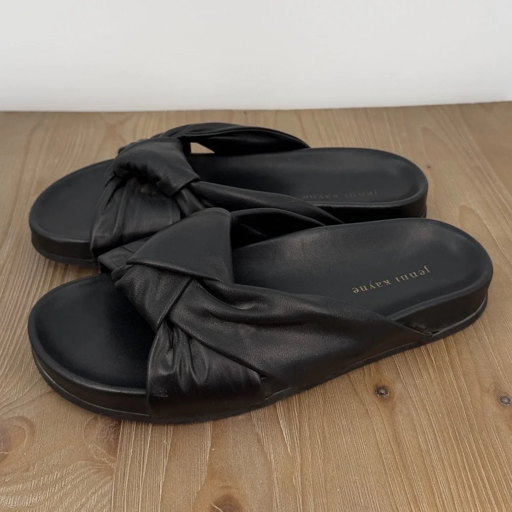 Jenni Kayne Chunky Knot Sandal Black Leather Slide Platform Shoes 40 Minimalist